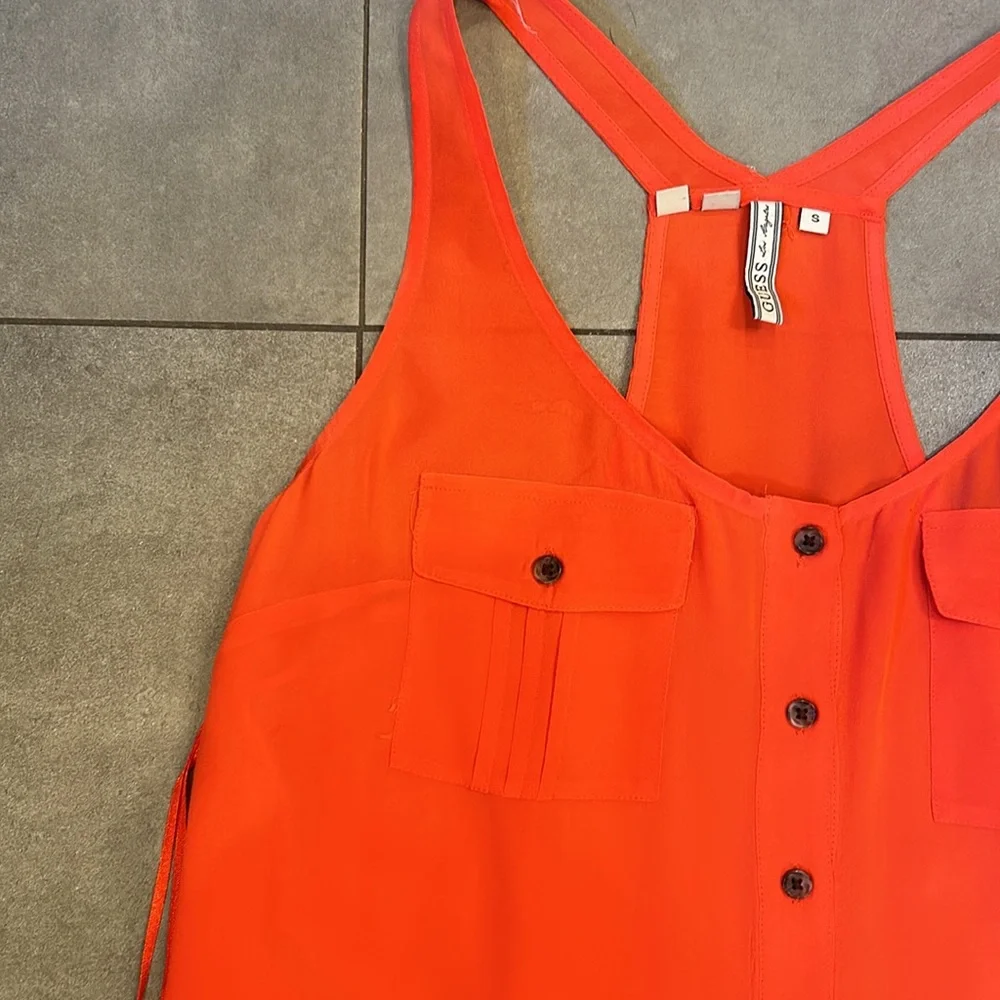 Guess All Silk Razor Back Button Down Blouse - Picture 4 of 7